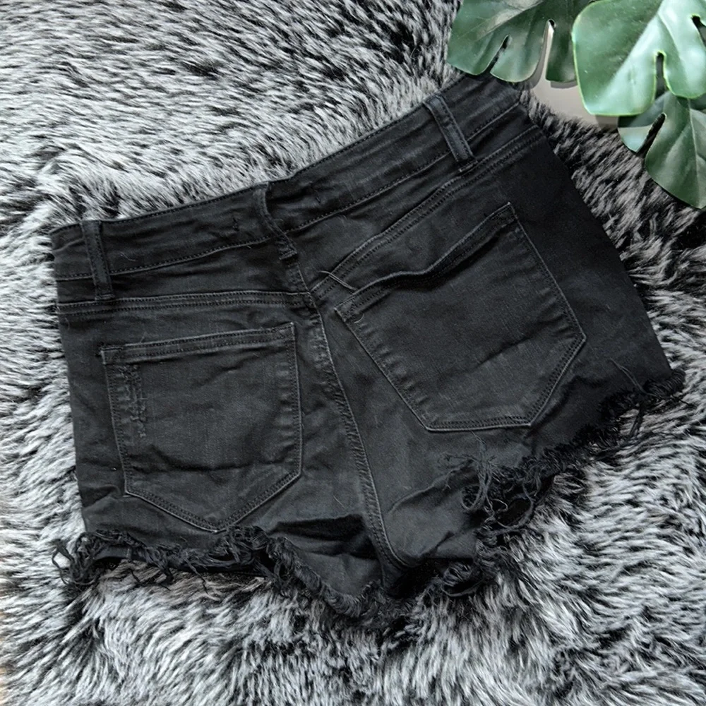 Distressed Black Jean Shorts - Picture 5 of 8